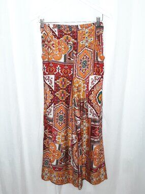 Haute Hippie Paisley Pull-On Flared Leg Hippie Boho Pants Pocket